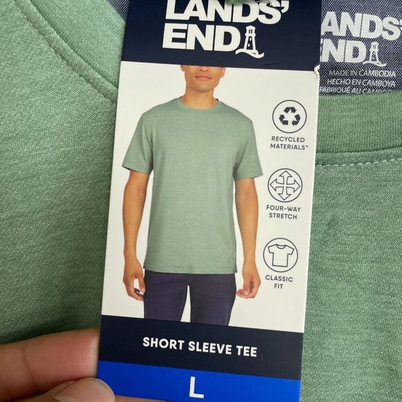 NEW Lands' End Men's L Green Classic Fit Short Sleeve Tee Shirt - Picture 4 of 7